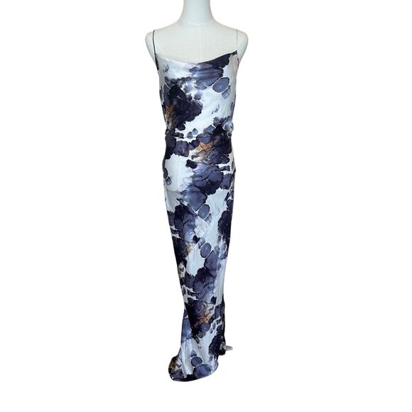 Donna Karan Purple Satin Maxi Slip Dress SIZE 4 Ruched Cowl Cocktail Gown $500 - Picture 8 of 11